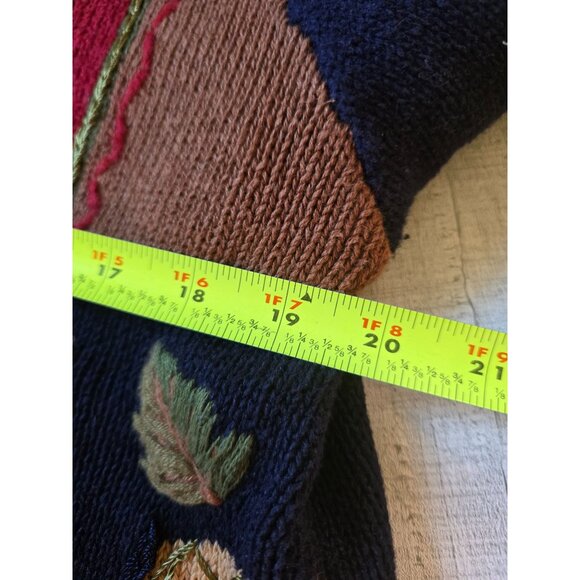 Classic Elements Womens Fall Leaf Patchwork Cardigan Sweater M - Picture 8 of 8